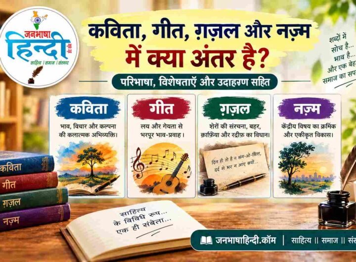 कविता, गीत, ग़ज़ल और नज़्म में अंतर